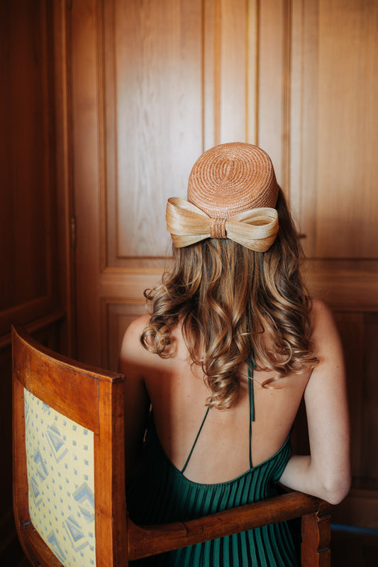 Bibi en paille beige ou bleu invitées