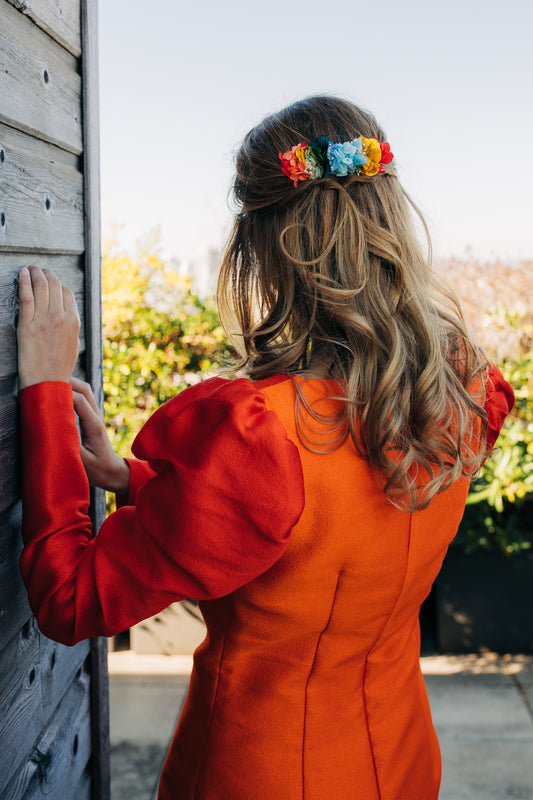 Peigne décoré de fleurs stabilisées