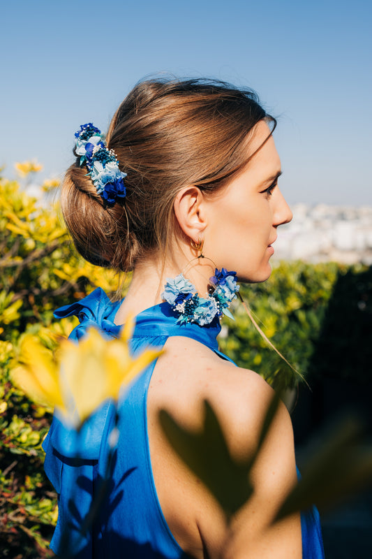 Peigne décoré de fleurs stabilisées