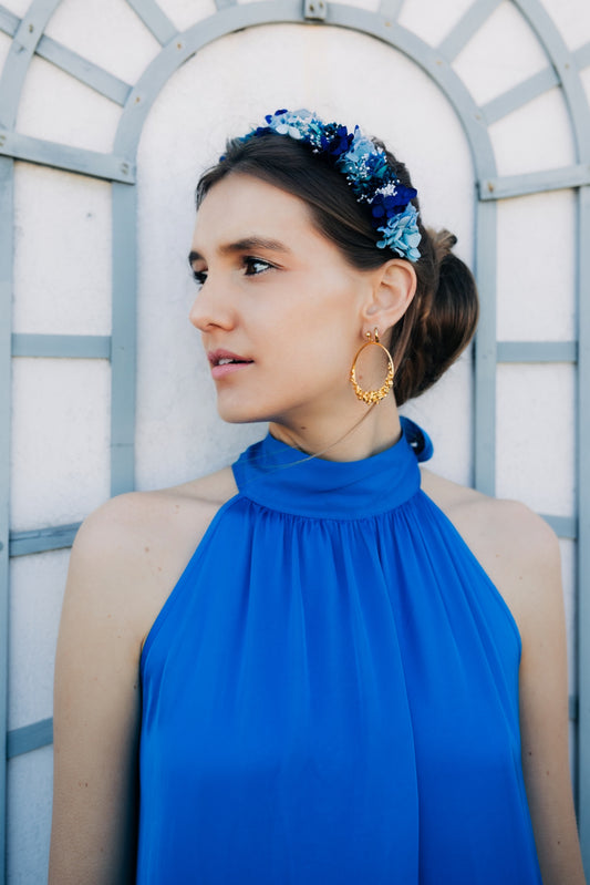 Serre-tête décoré de fleurs stabilisées