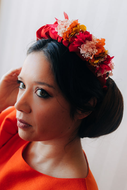 Serre tête décoré de fleurs stabilisées