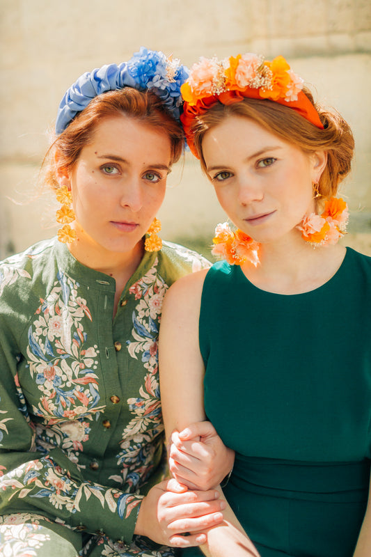 Boucles d’oreilles colorées en fleurs stabilisées ,personnalisables pour oreilles percées ou à clips.