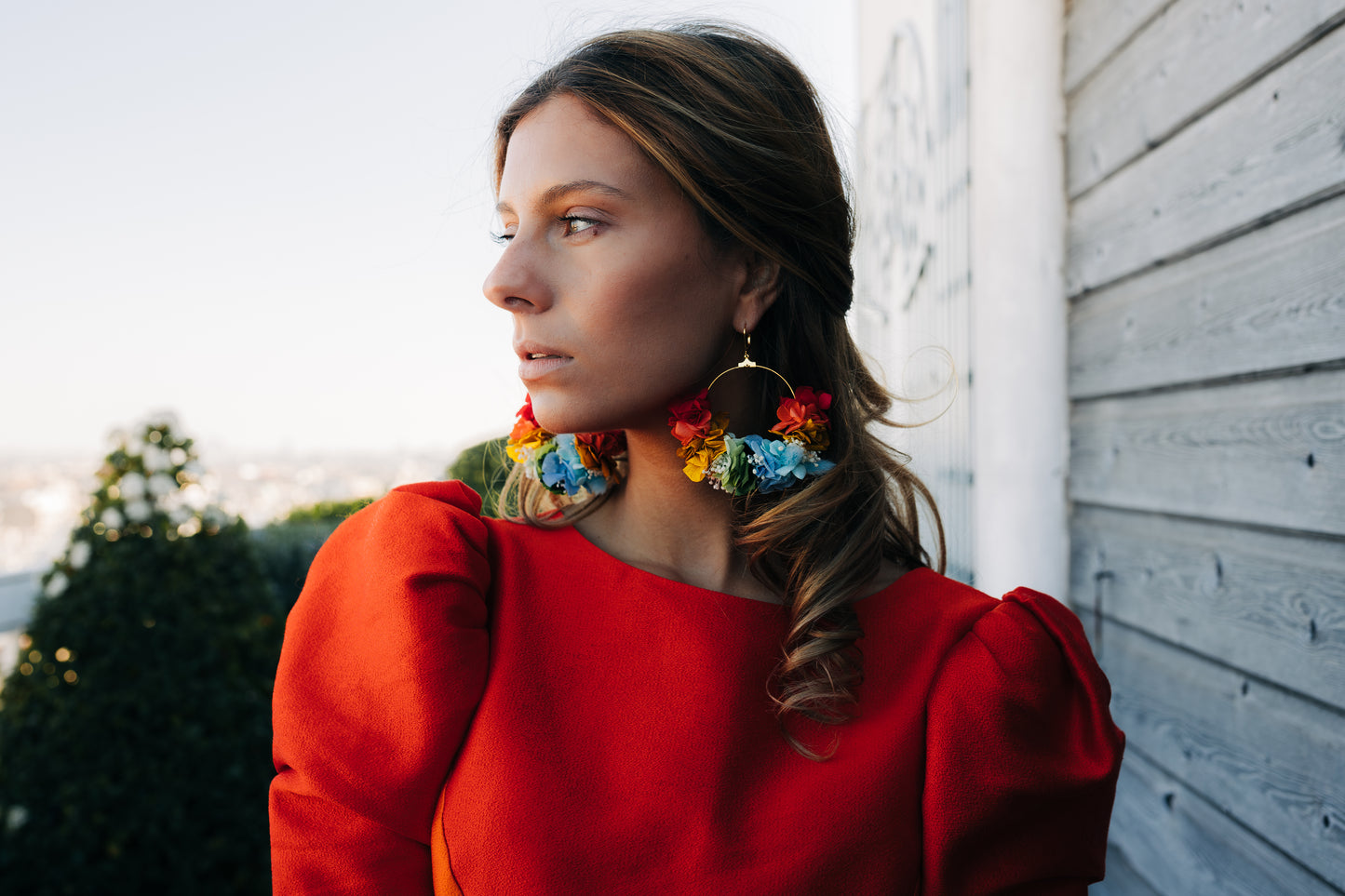Boucles d'oreilles Derain fleurs stabilisées invitées 