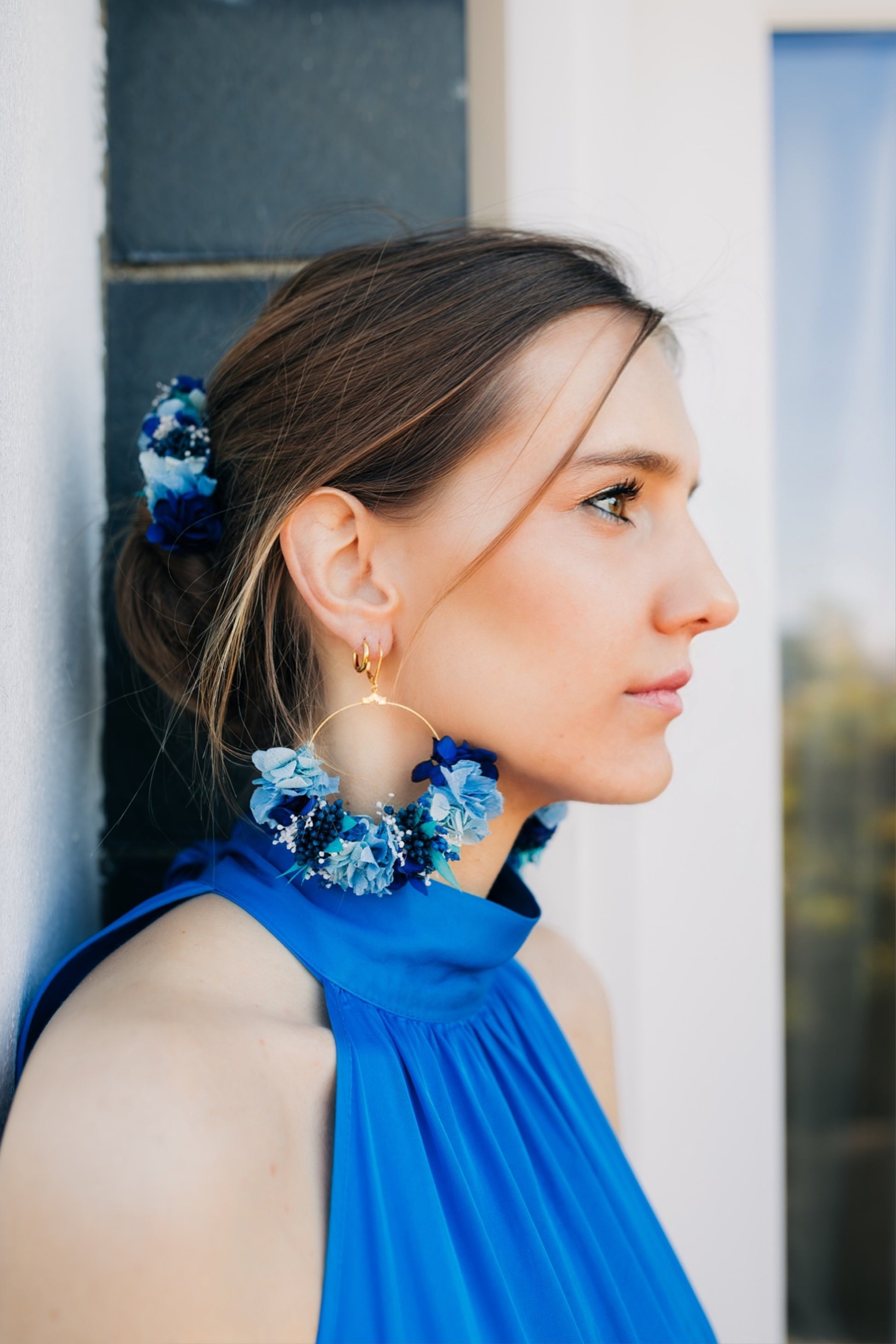 Boucles d'oreilles en fleurs stabilisées