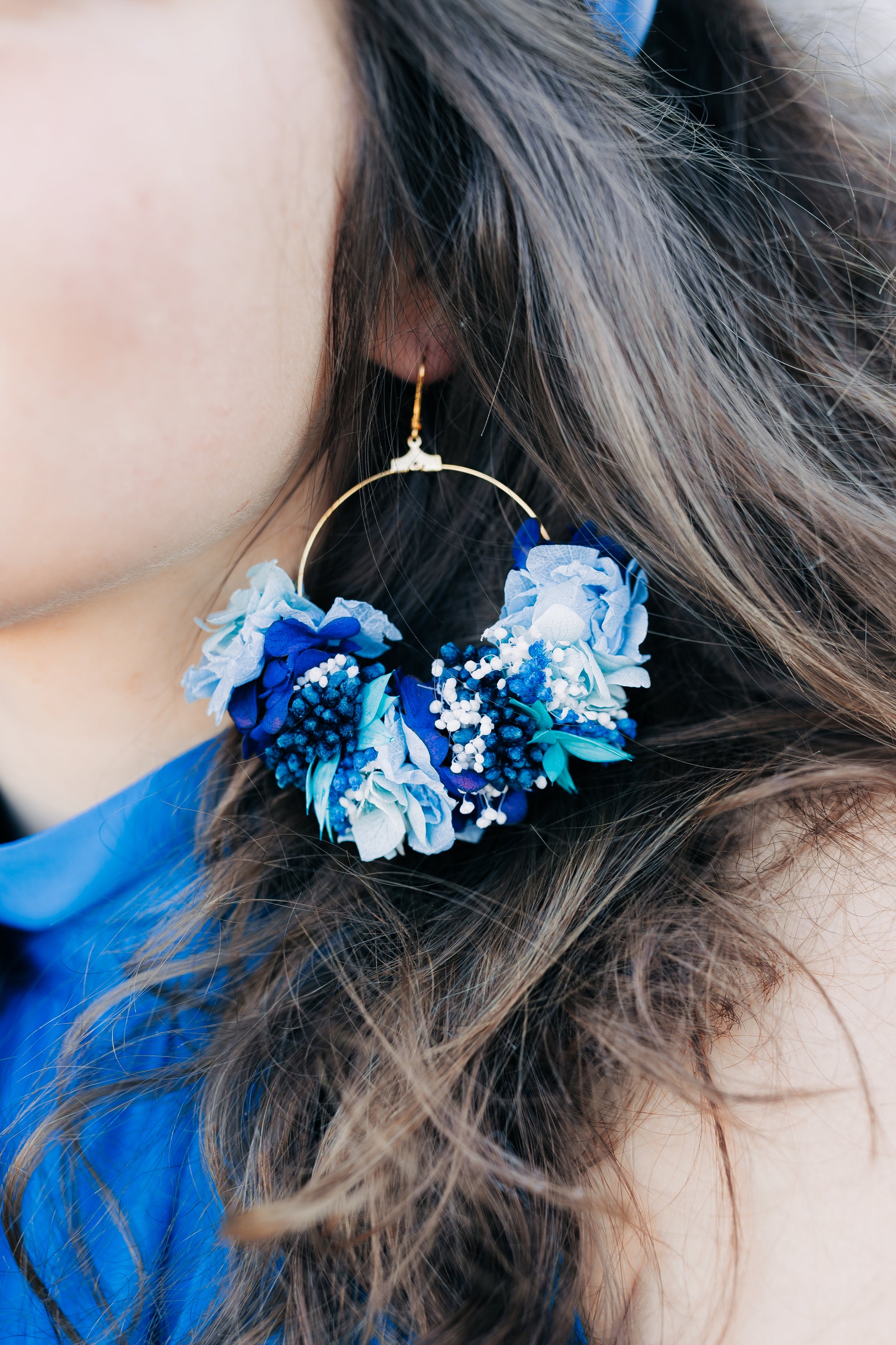 Boucles d'oreilles en fleurs stabilisées