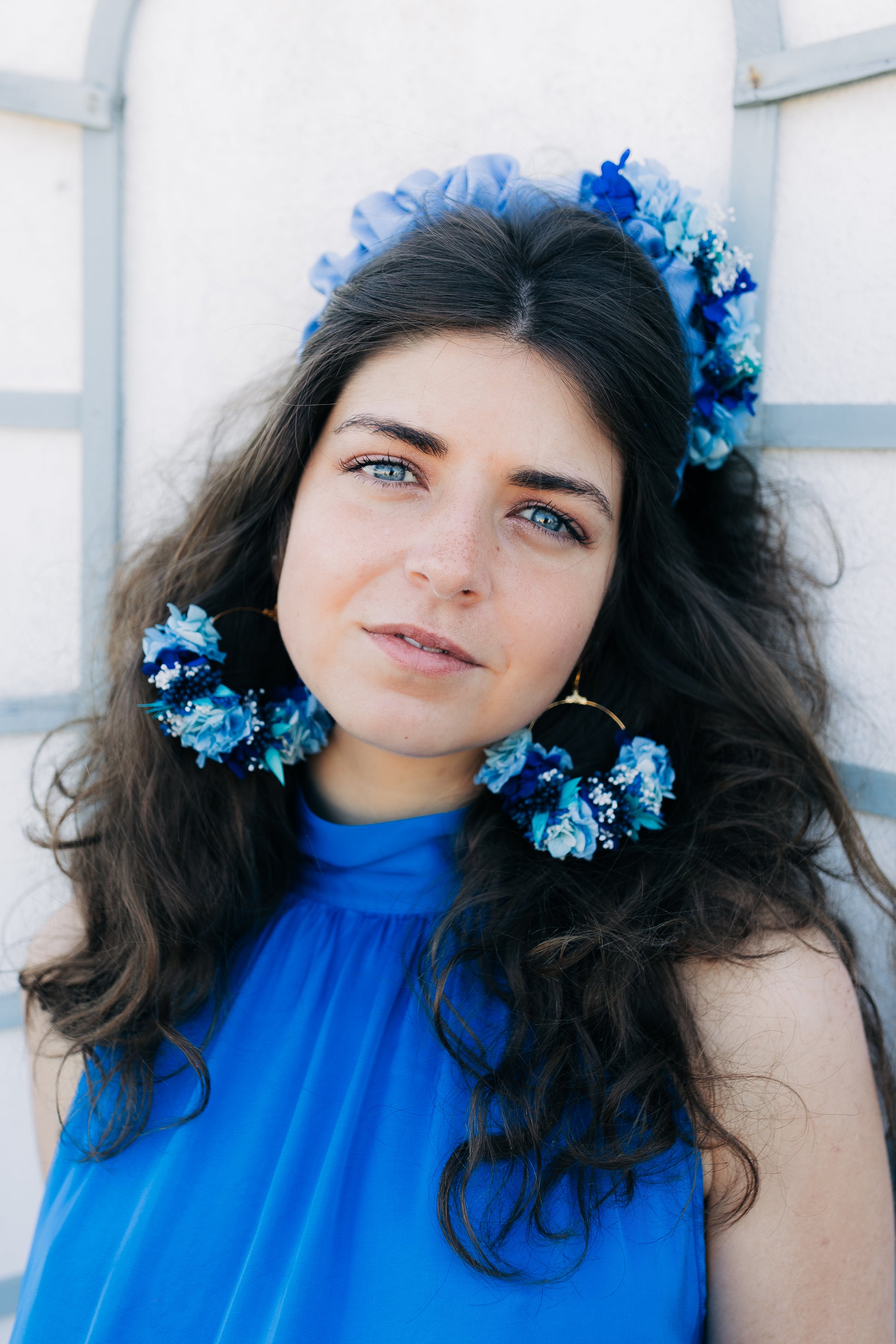 Boucles d'oreilles en fleurs stabilisées